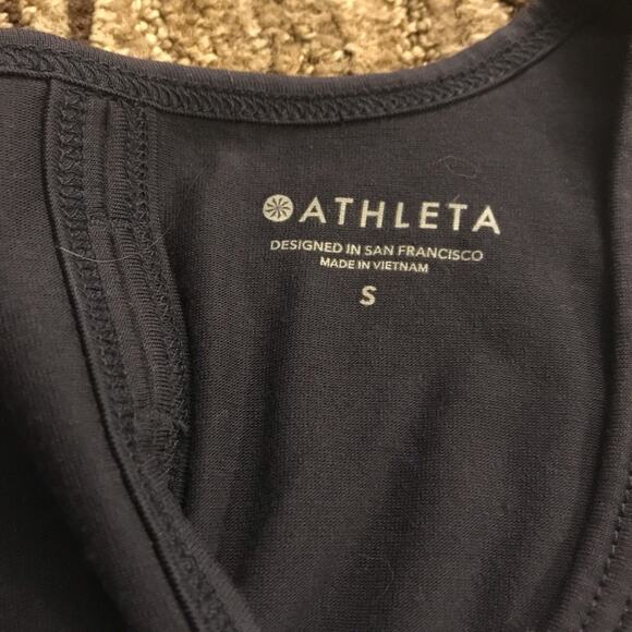 Athleta sleeveless navy open back with tie at bottom size small - Picture 4 of 5